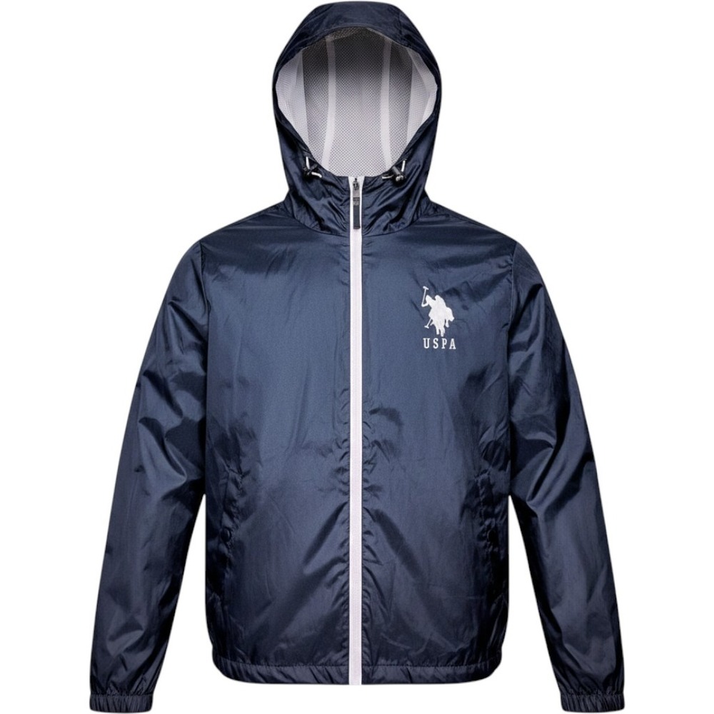 US Polo Assn Mens Windbreaker Jacket Navy Blue Hooded Full Zip XL 105453P2